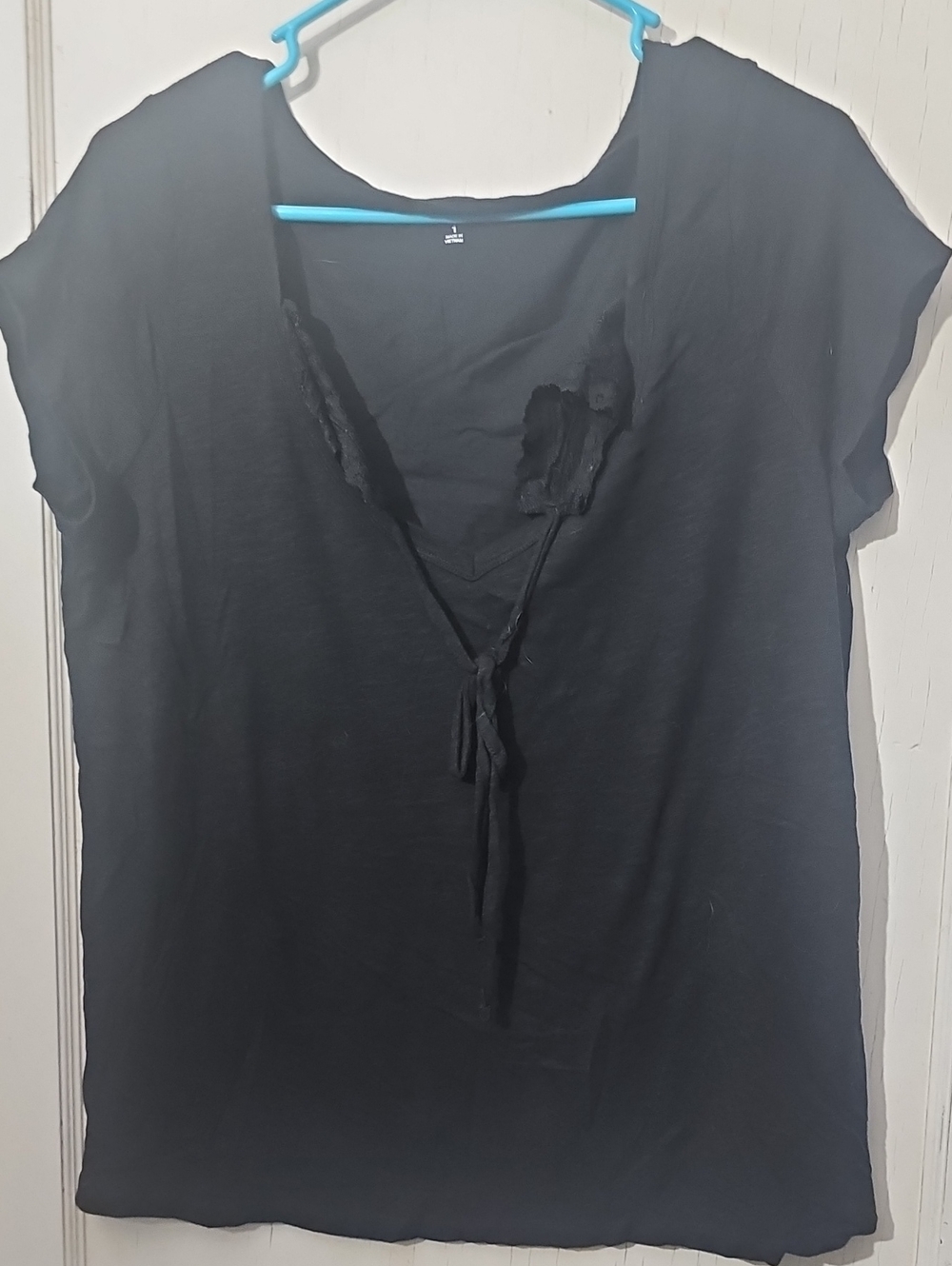 Women's Torrid Black Tie-Front Short Sleeve Top- Sz 1